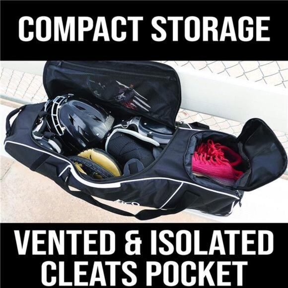 Rolling Baseball Bag Black - Picture 2 of 7